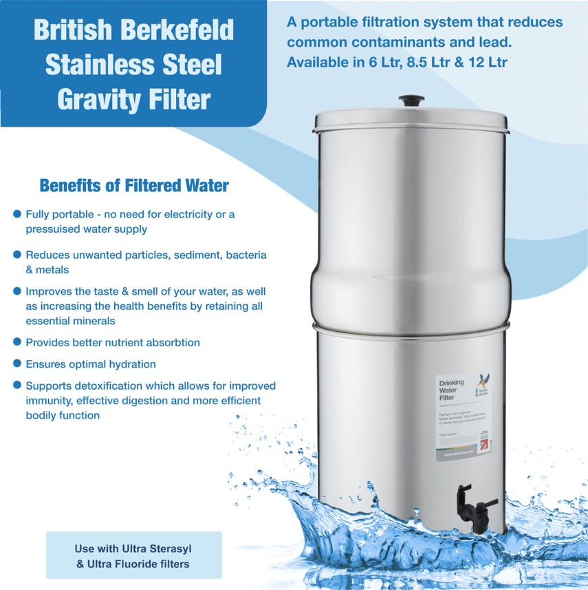 British Berkefeld® Stainless Steel Gravity System with Ultra Sterasyl Ceramic Filters (6 Litre)